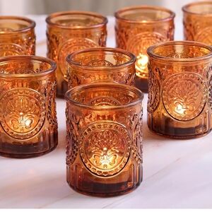 12 Pcs Amber Voltive Candle Holders (44)